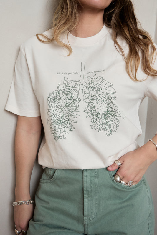 O&F Inhale Exhale Tee - Oat