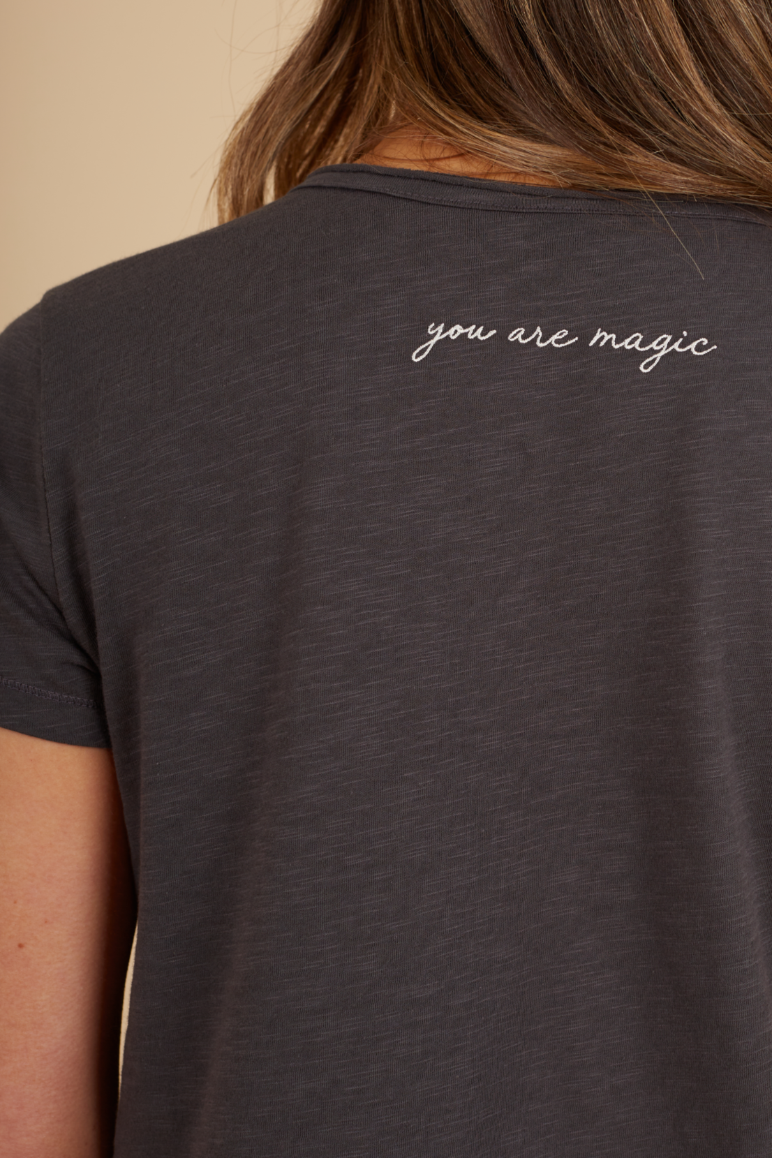 O&F You Are Magic - Charcoal V Neck Tee