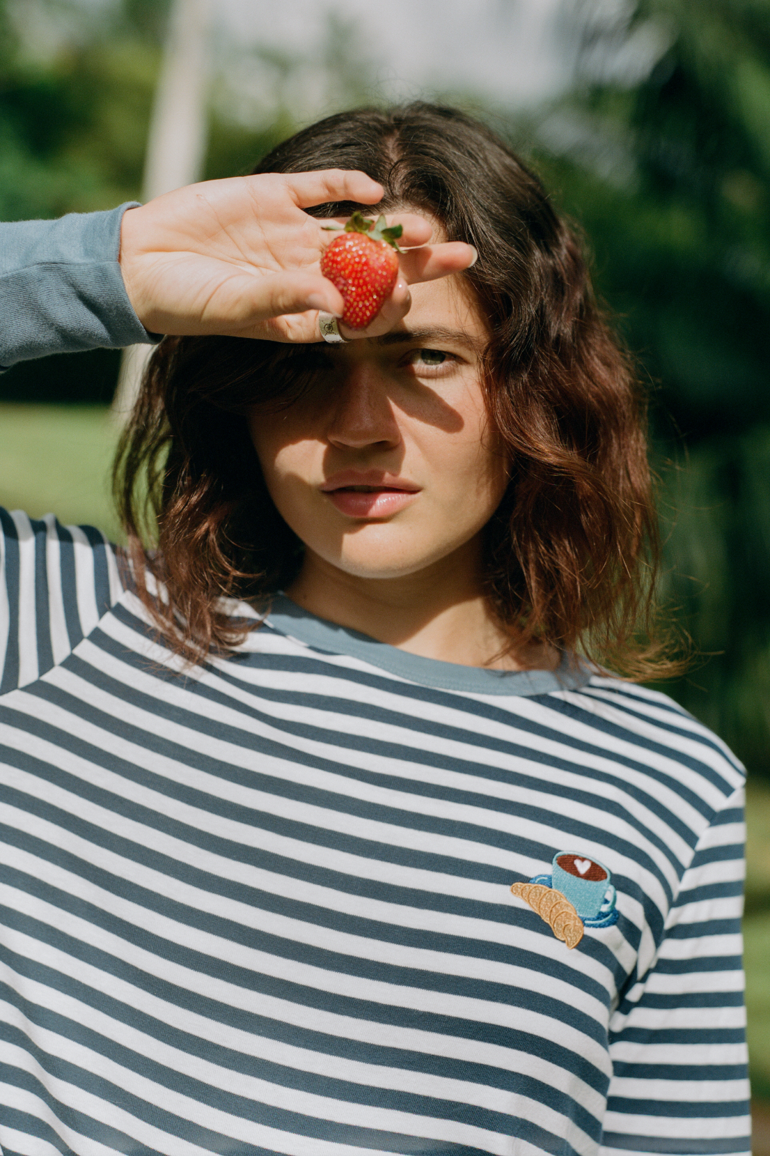 O&F Coffee and Croissant Long Sleeve Breton Tee