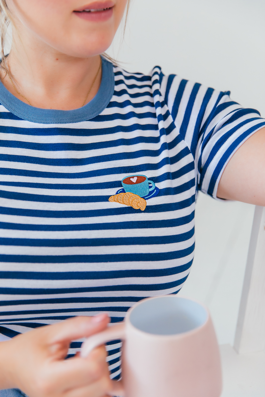 O&F Coffee and Croissant Short Sleeve Breton Tee