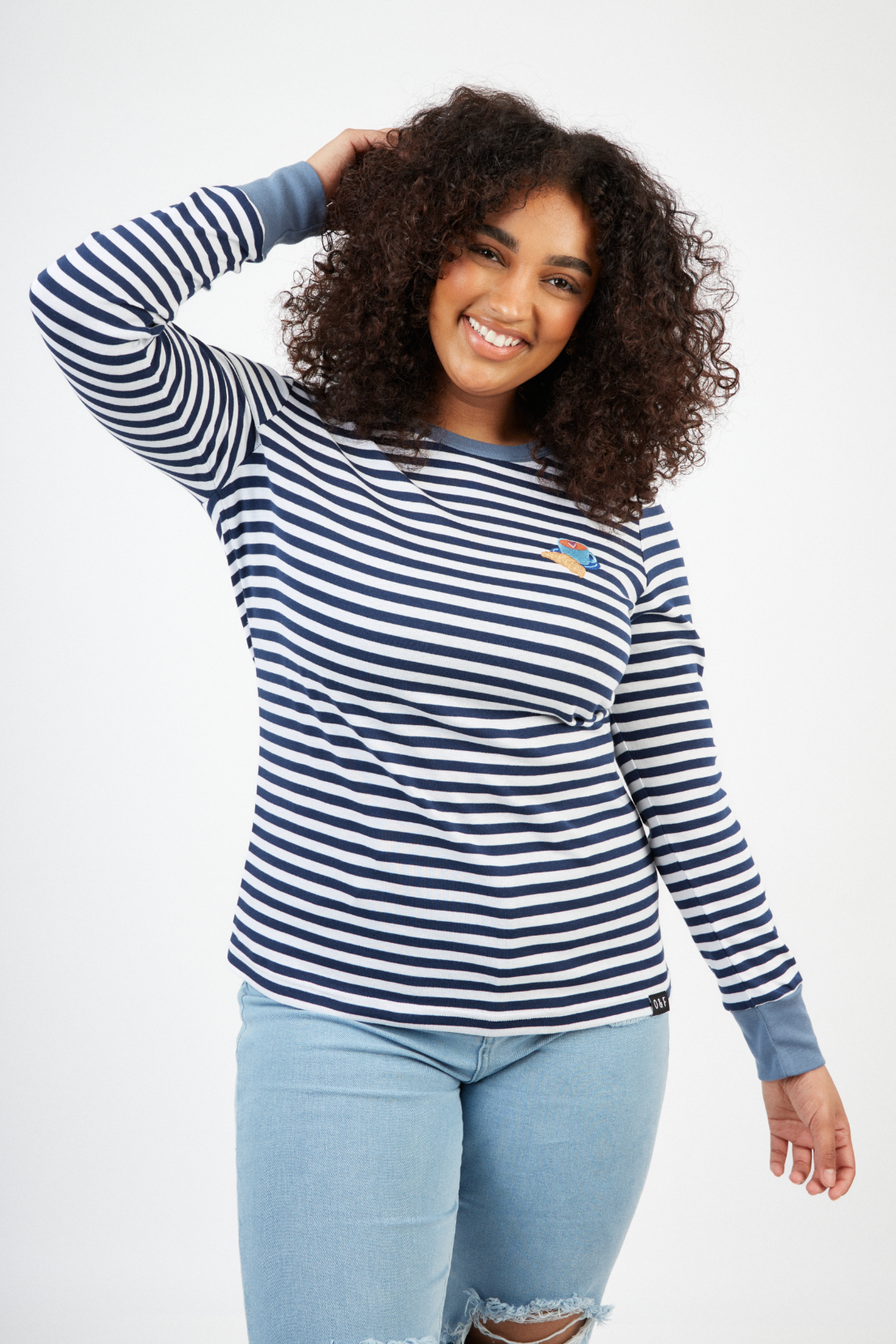O&F Coffee and Croissant Long Sleeve Breton Tee