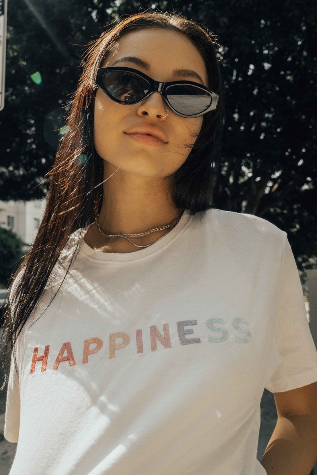 Sample: Happiness Embroidered Tee