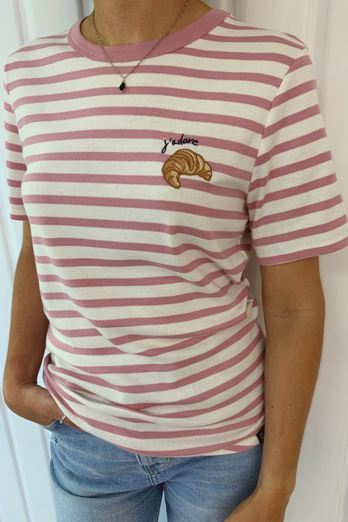 O&F J'adore Croissant Short Sleeve Breton Tee