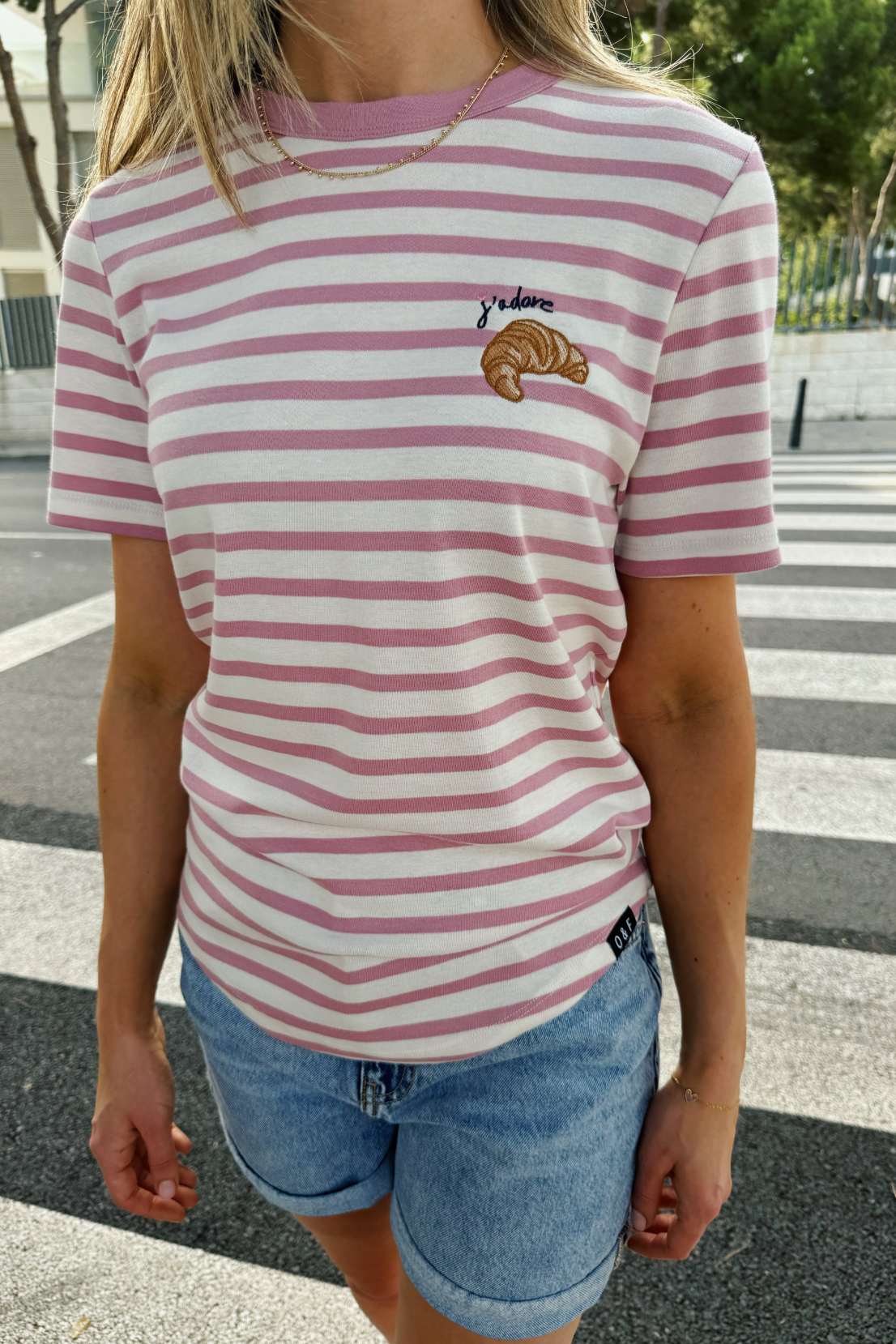 O&F J'adore Croissant Short Sleeve Breton Tee