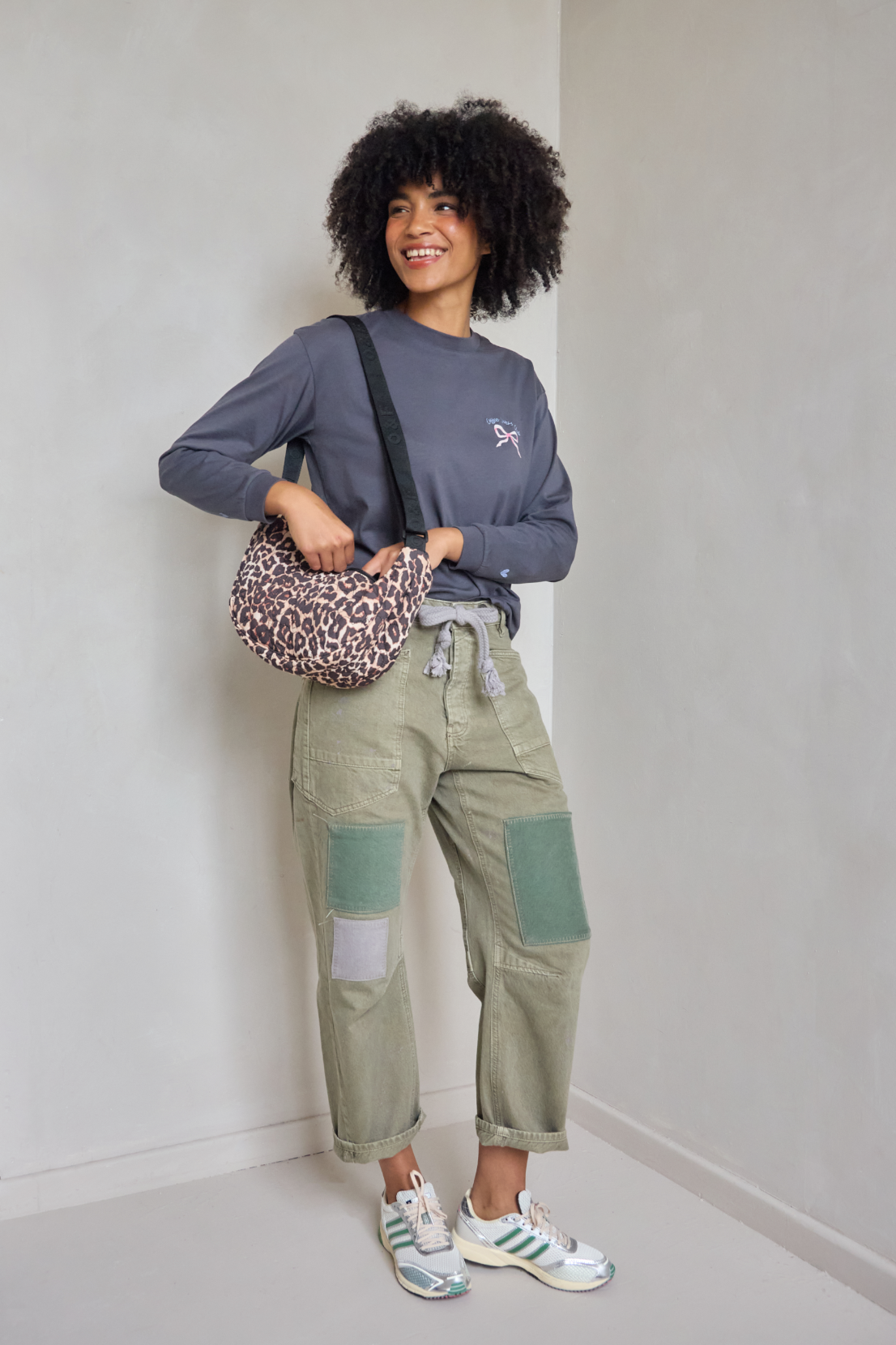 Heart Quilted Cross Body Bag - Leopard