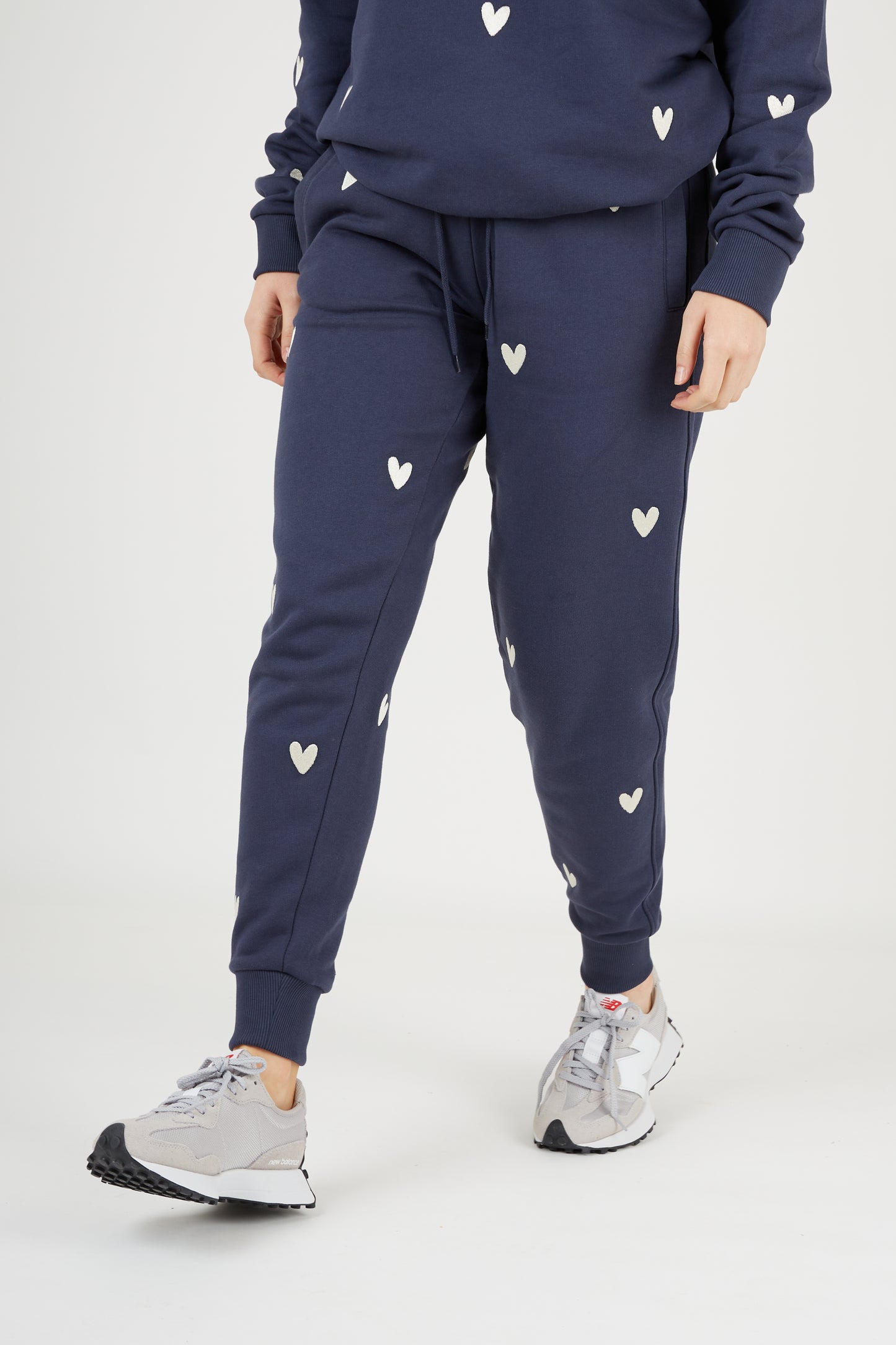 O&F Heart Embroidered Joggers - Navy