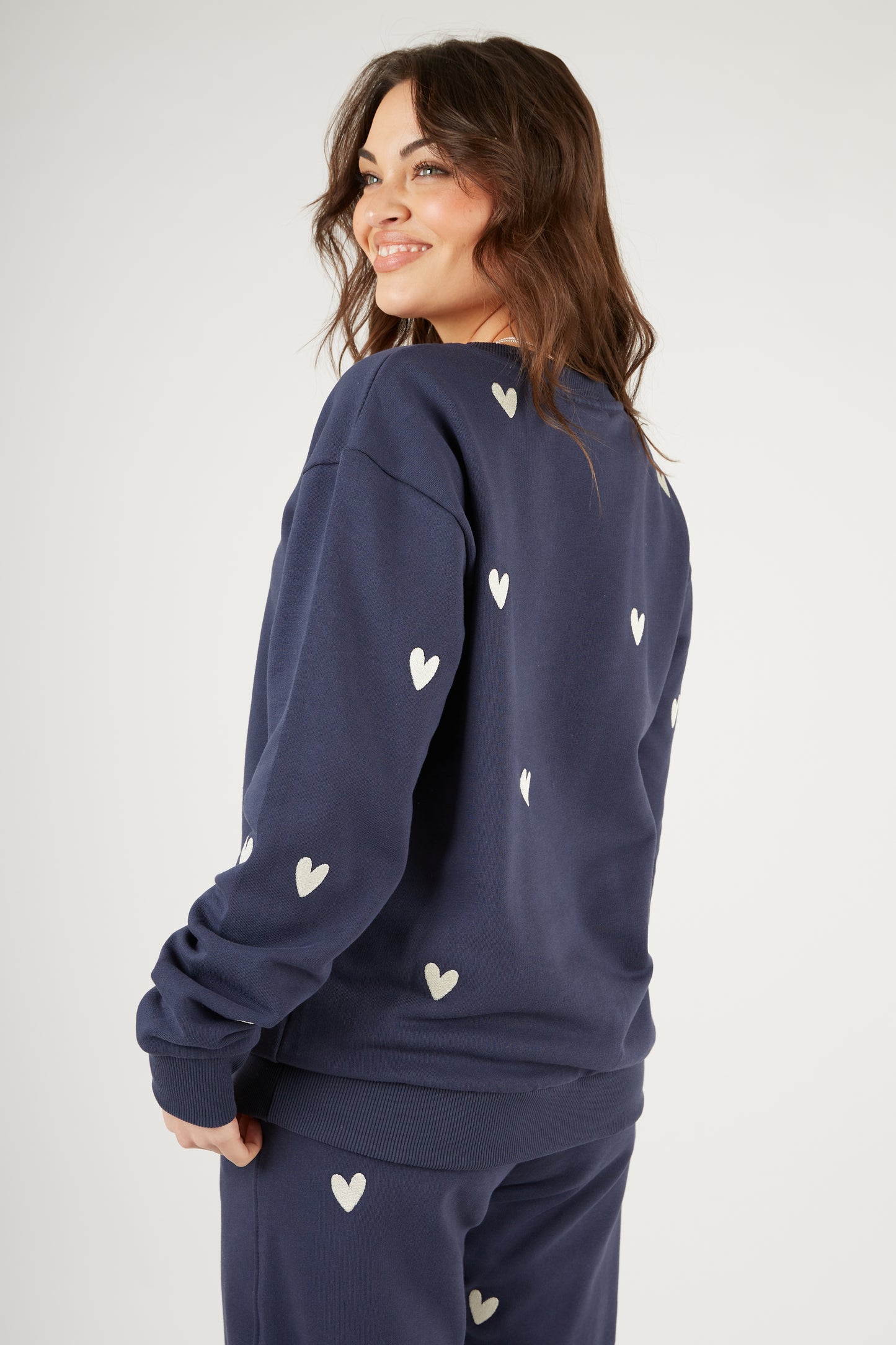 O&F Heart Embroidered Sweatshirt - Navy