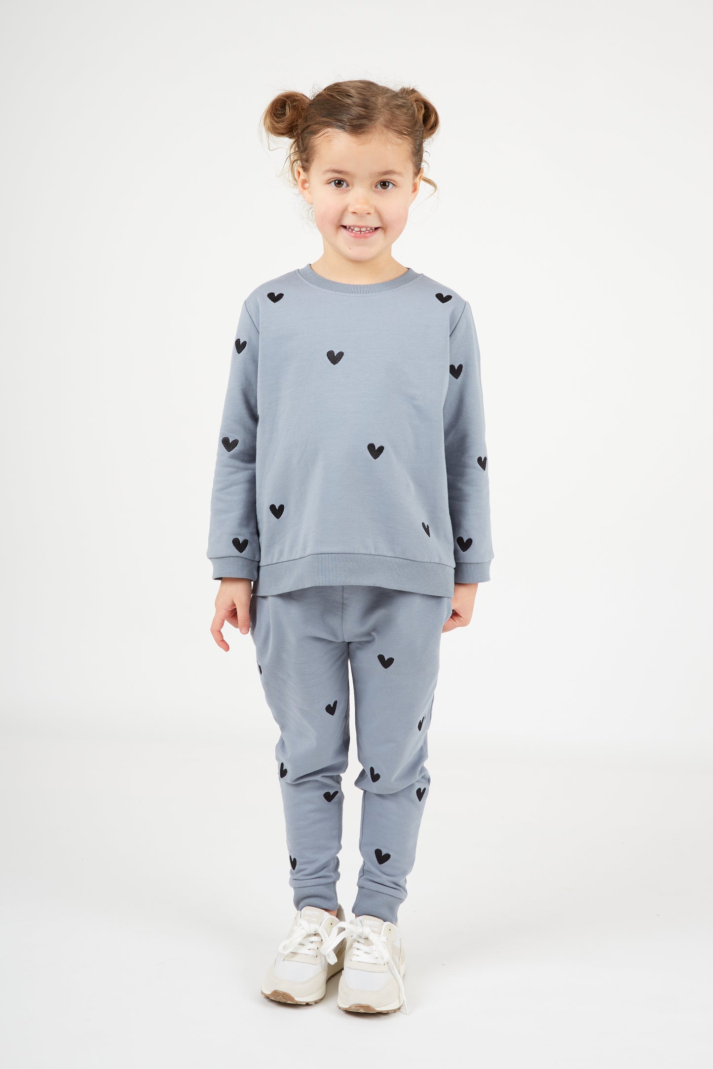 O&F Kids Heart Embroidered Joggers - Blue