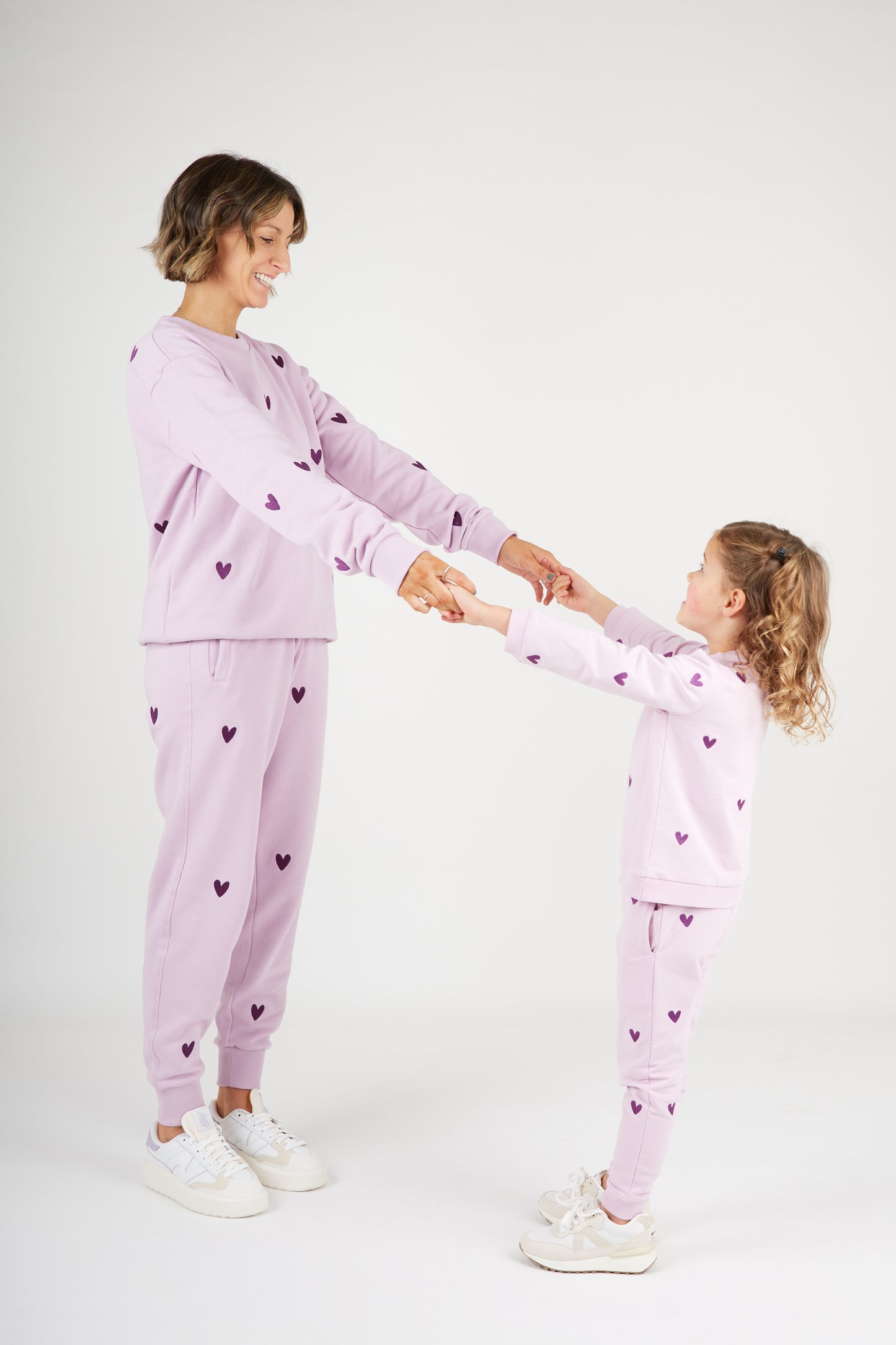 O&F Kids Heart Embroidered Joggers - Lilac