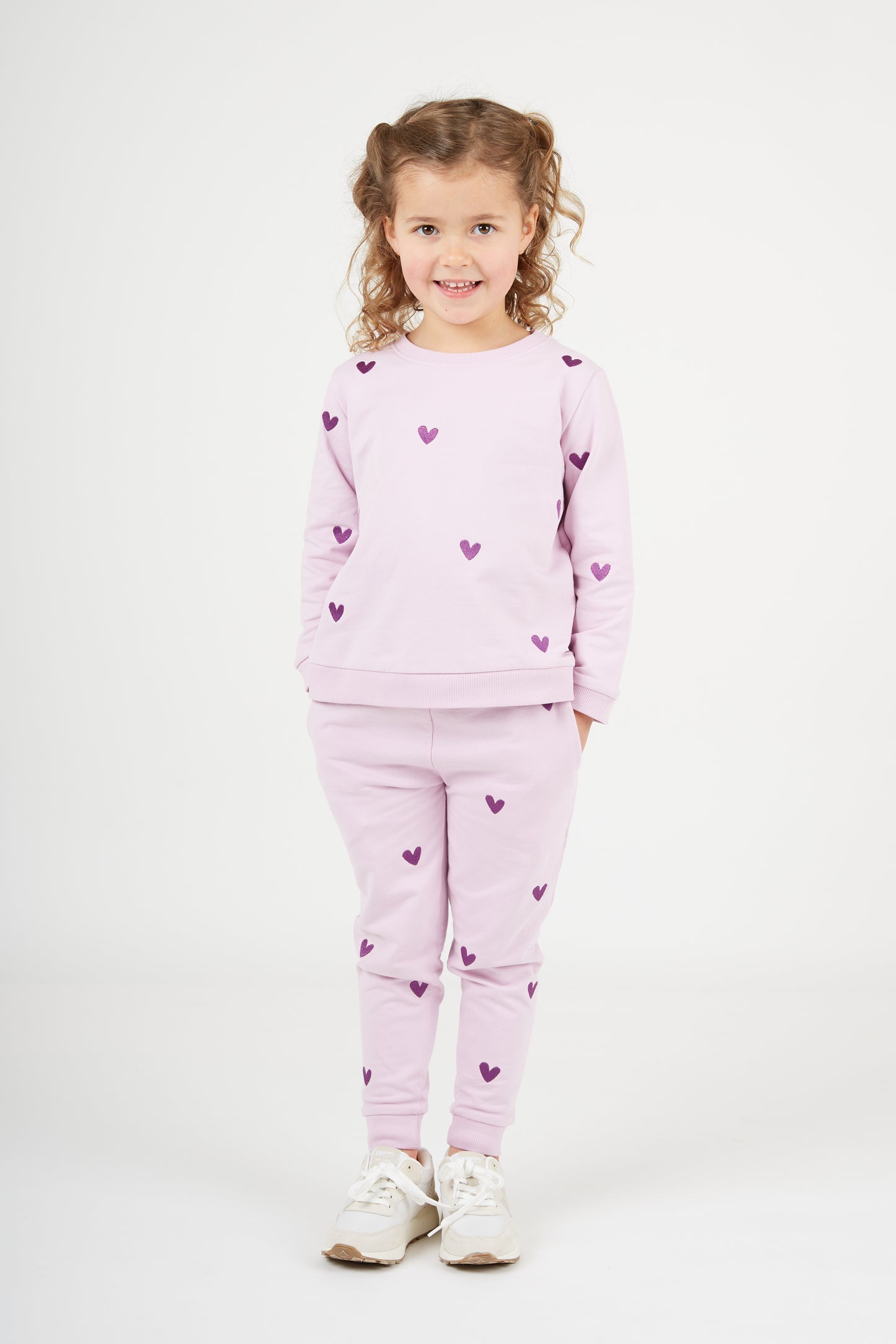 O&F Kids Heart Embroidered Sweatshirt - Lilac