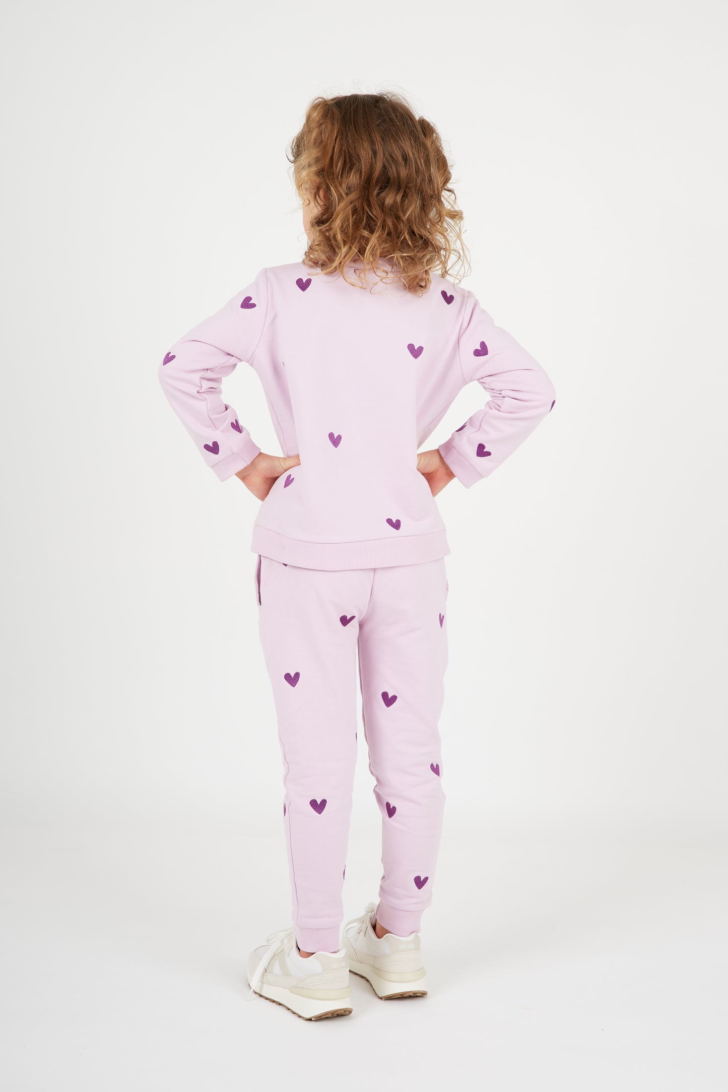 O&F Kids Heart Embroidered Joggers - Lilac
