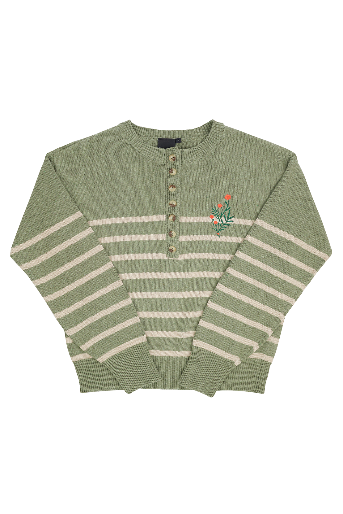 O&F Knitted Henley - Green