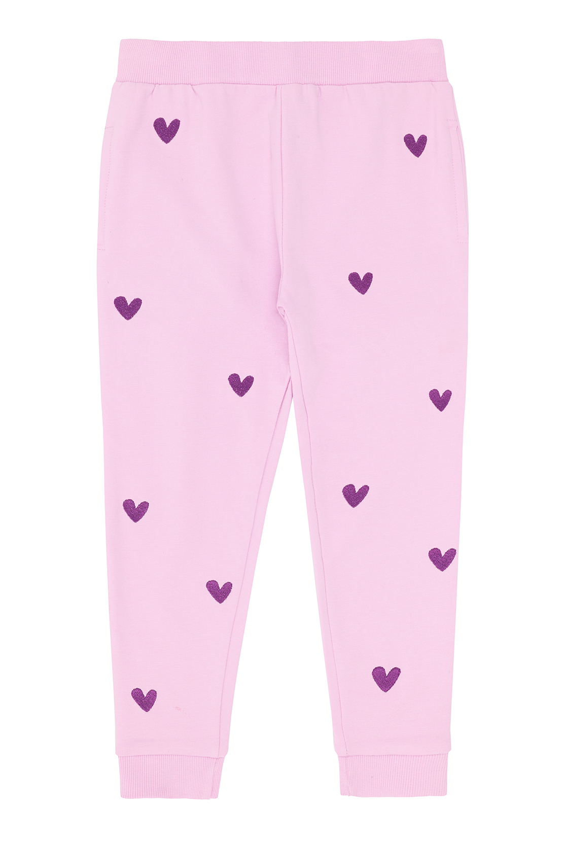 O&F Kids Heart Embroidered Joggers - Lilac