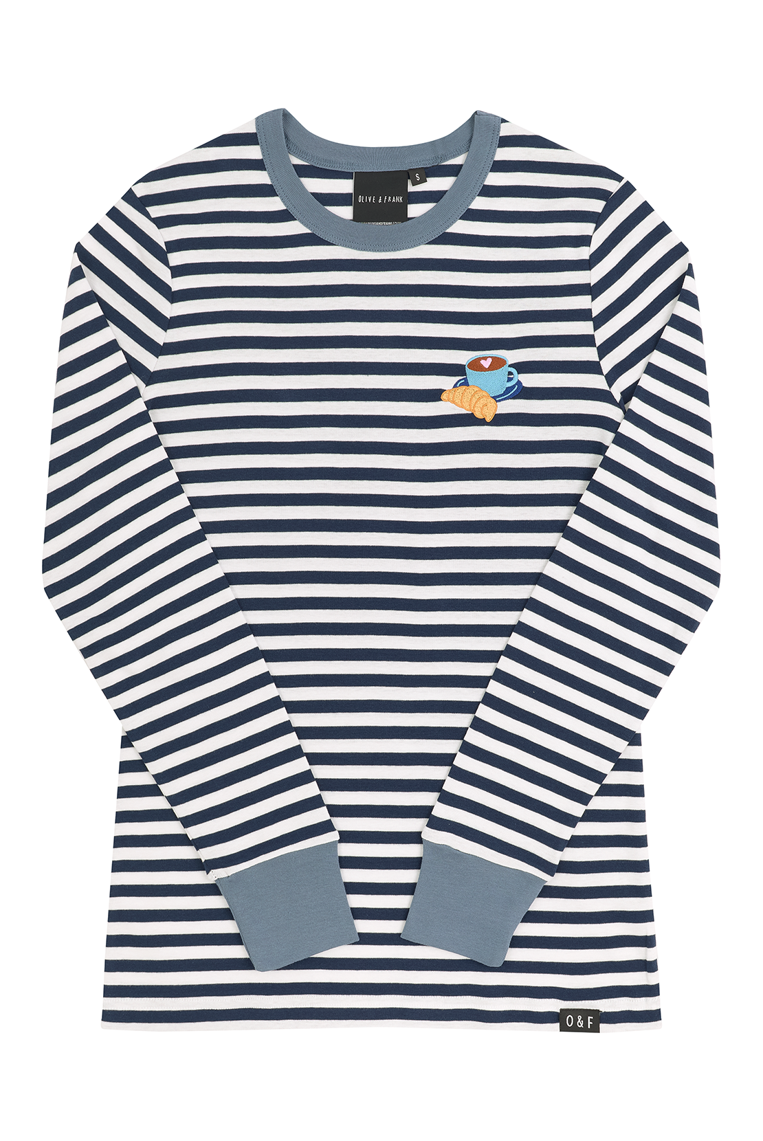 O&F Coffee and Croissant Long Sleeve Breton Tee