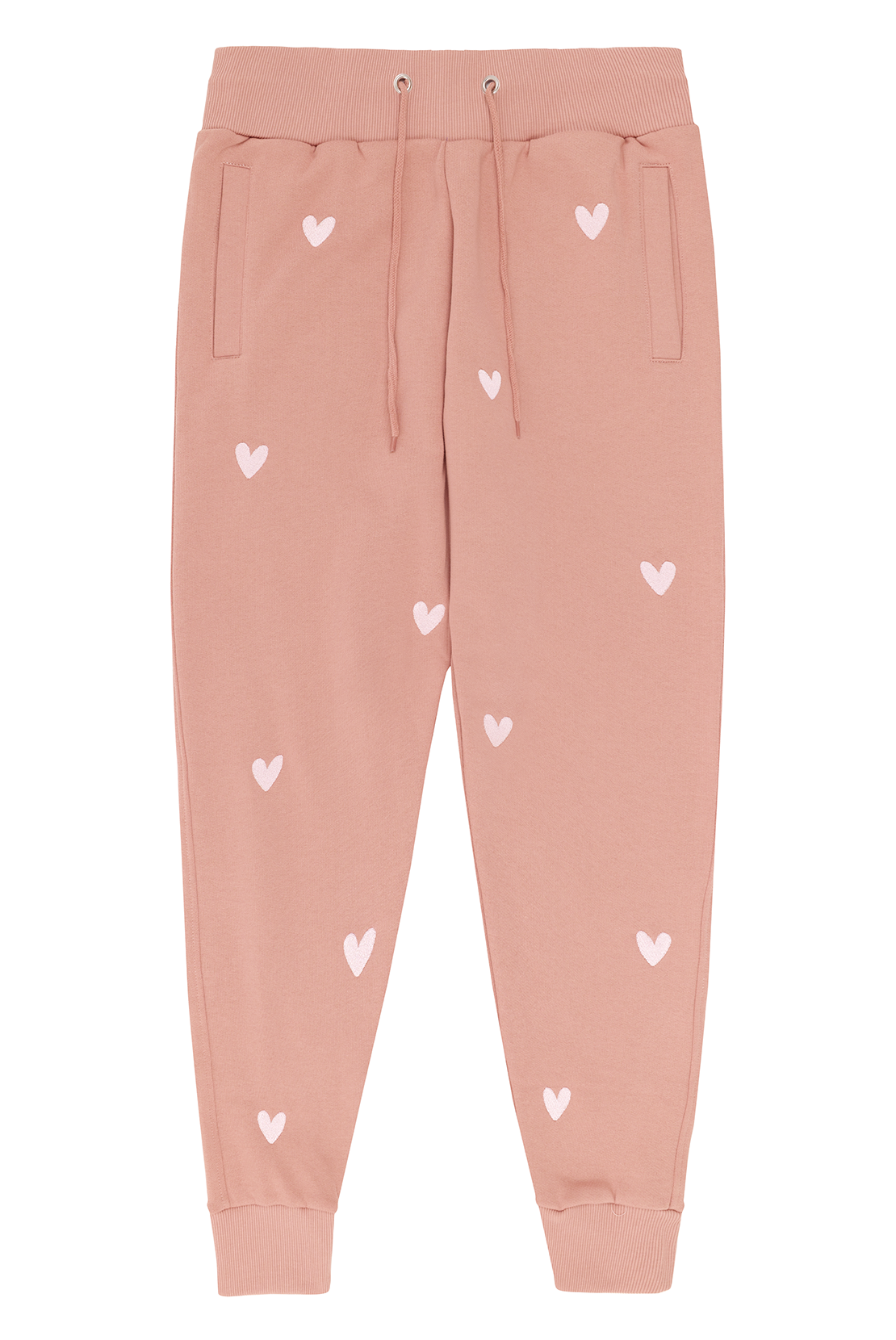 O&F Heart Embroidered Joggers -  Dusty Pink