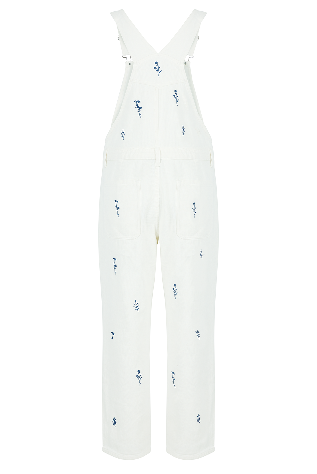 O&F Floral Embroidered Dungarees
