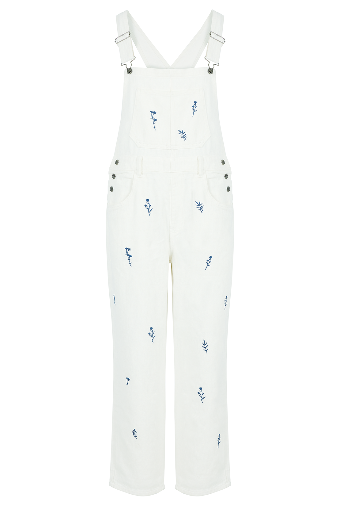 O&F Floral Embroidered Dungarees