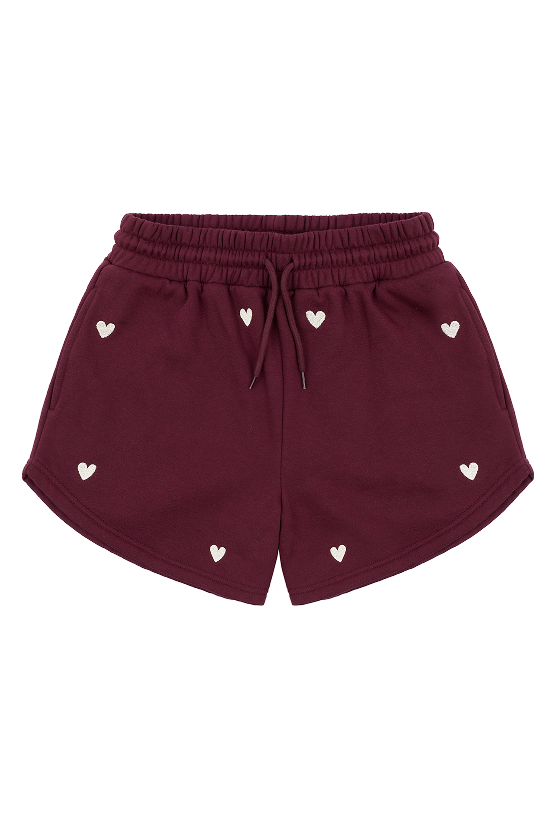 Sample - Olive Heart Embroidered Shorts - Burgundy - Small