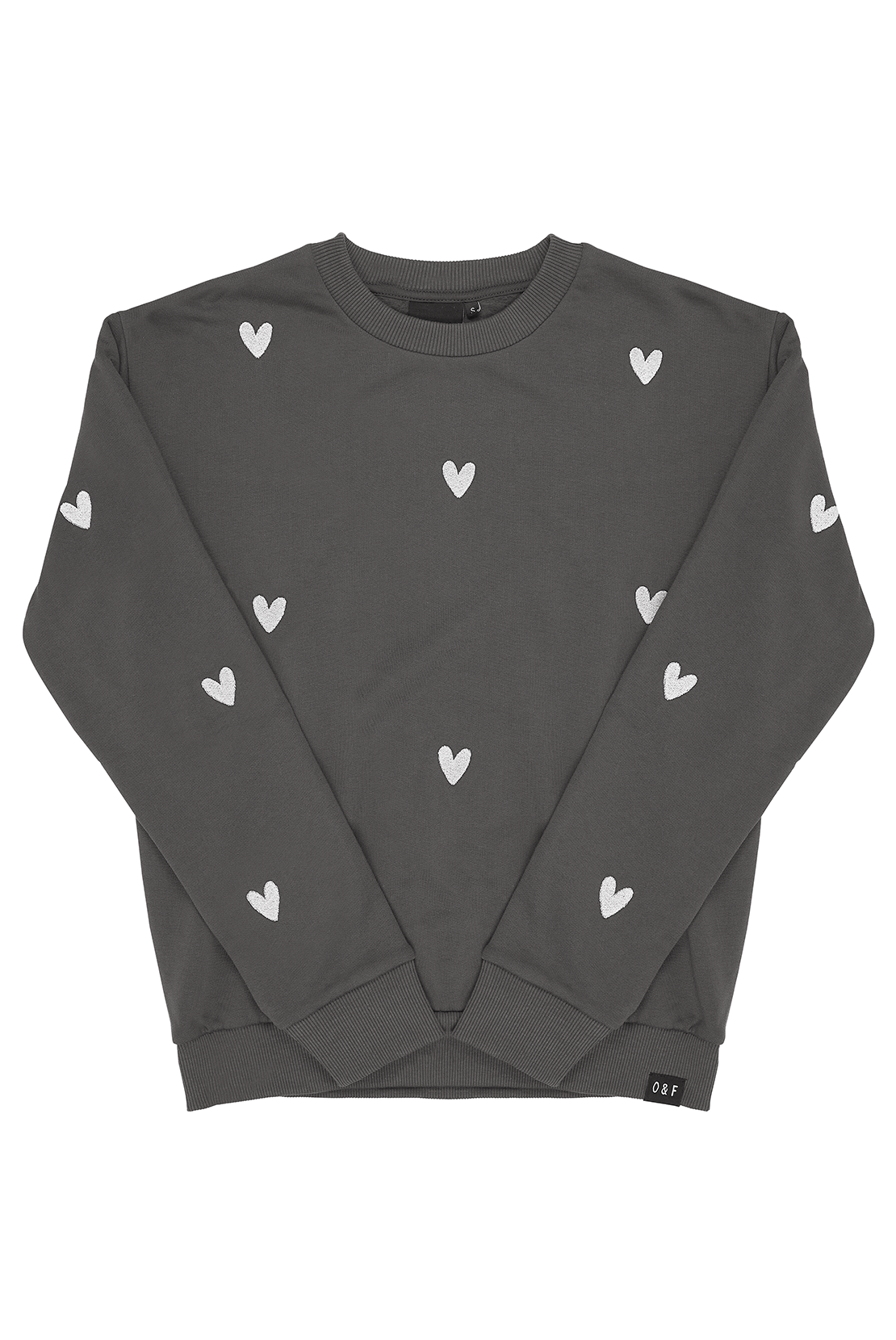 Sample: Heart Embroidered Sweatshirt - Asphalt - XS