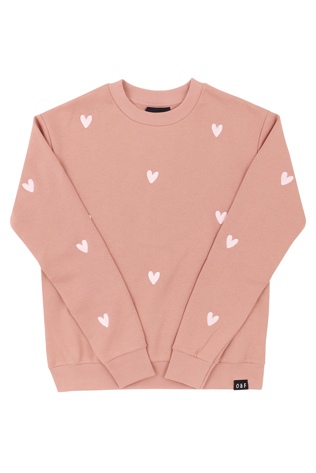 O&F Heart Embroidered Sweatshirt - Dusty Pink