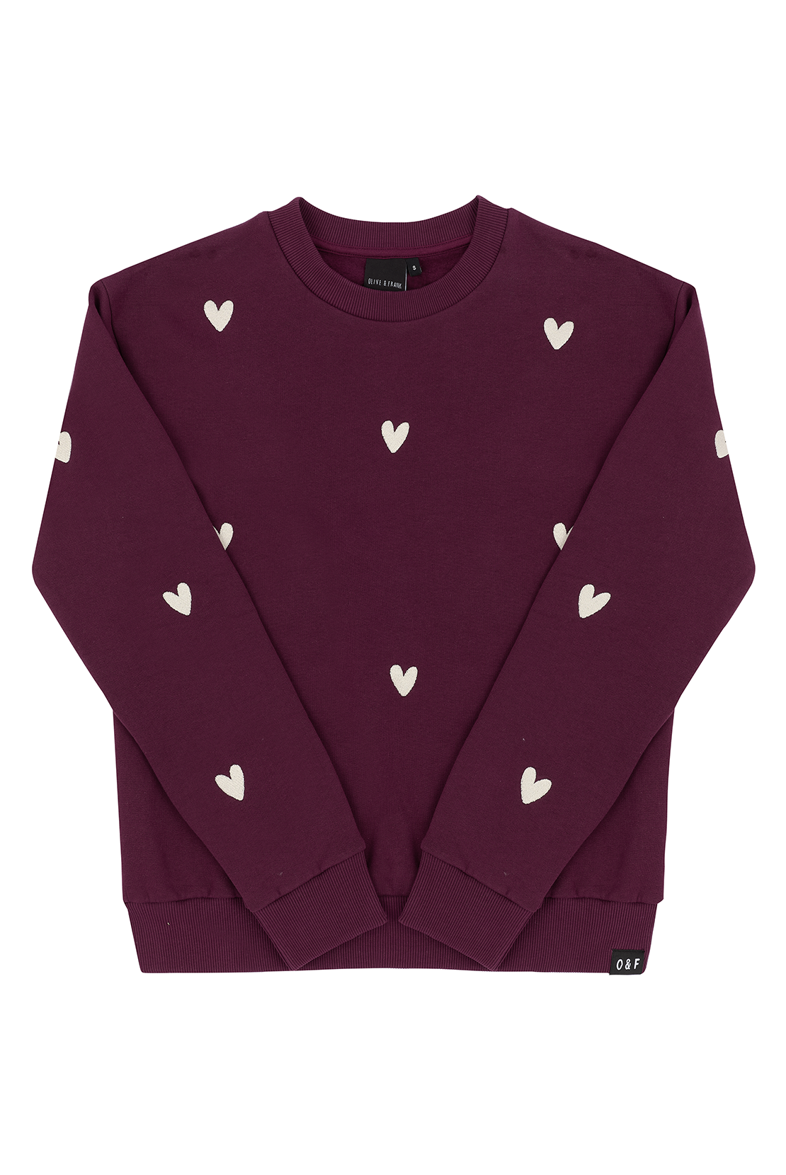 O&F Heart Embroidered Sweatshirt - Burgundy