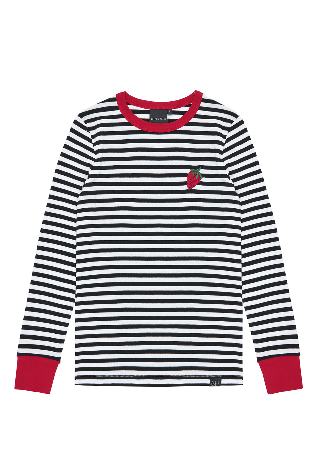 O&F Strawberry Embroidered Breton Tee