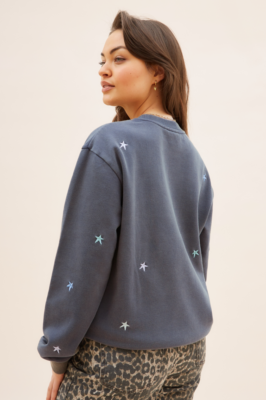O&F Star Embroidered Washed Sweatshirt