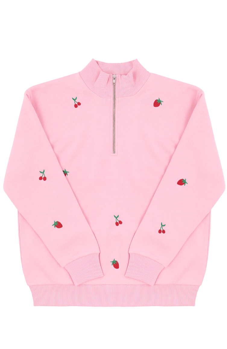 Faulty: Fruit Embroidered Sweatshirt - Pink - Small