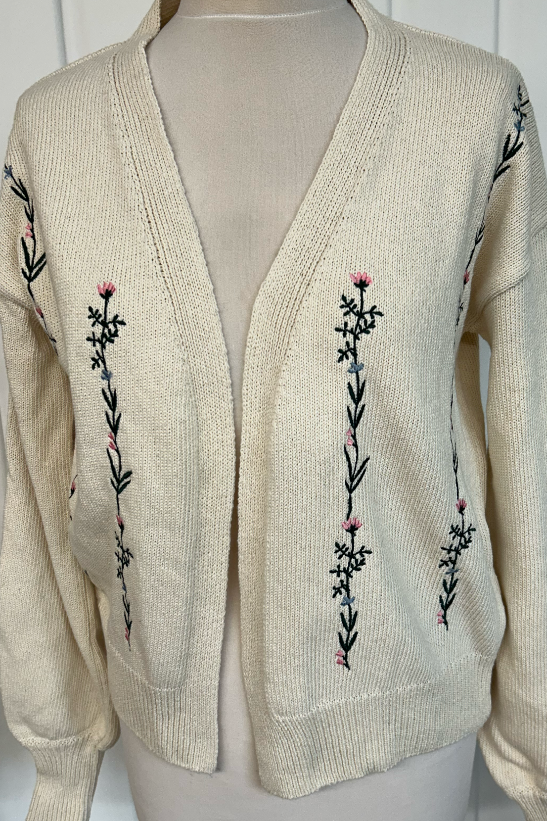 Sample: Floral Embroidered Cardigan - Pink and Lilac- Small