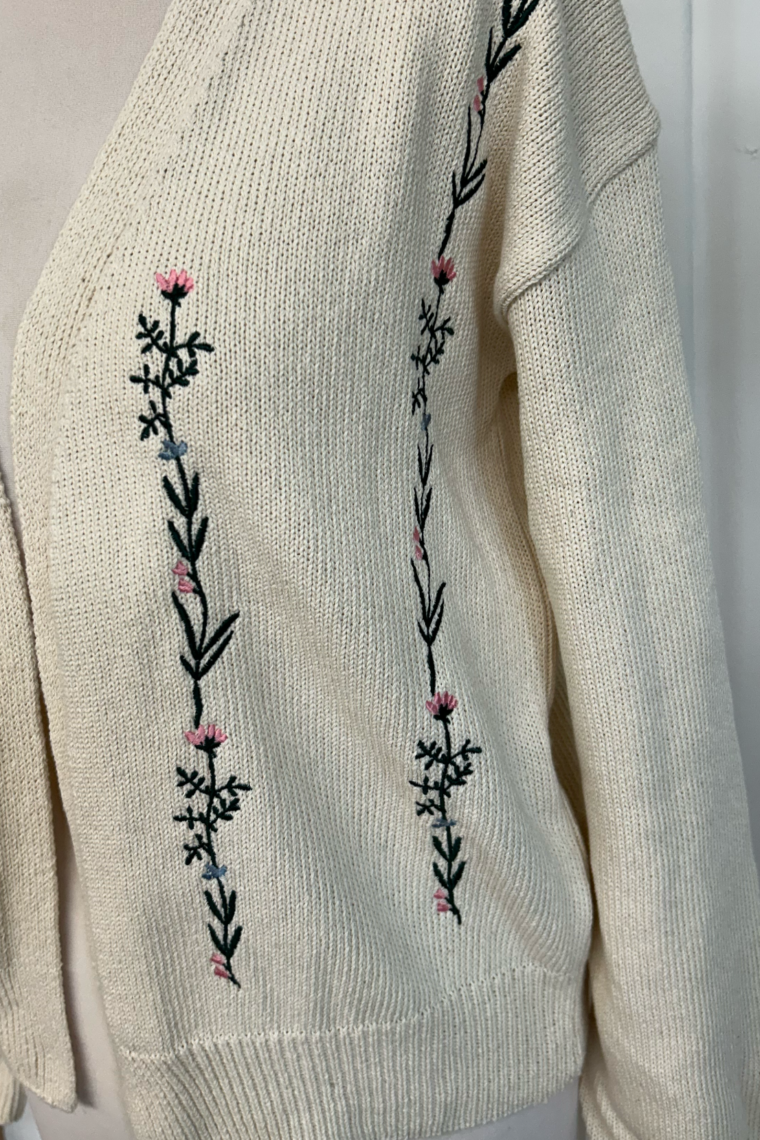 Sample: Floral Embroidered Cardigan - Pink and Lilac- Small