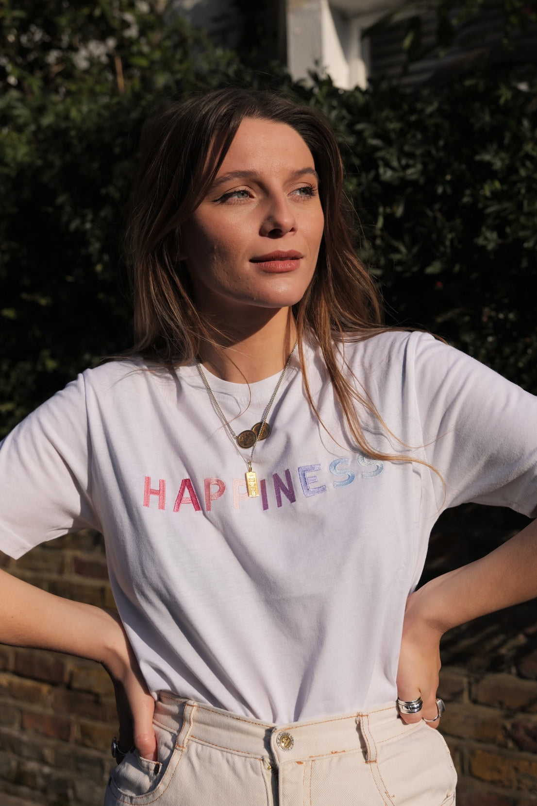 Sample: Happiness Embroidered Tee