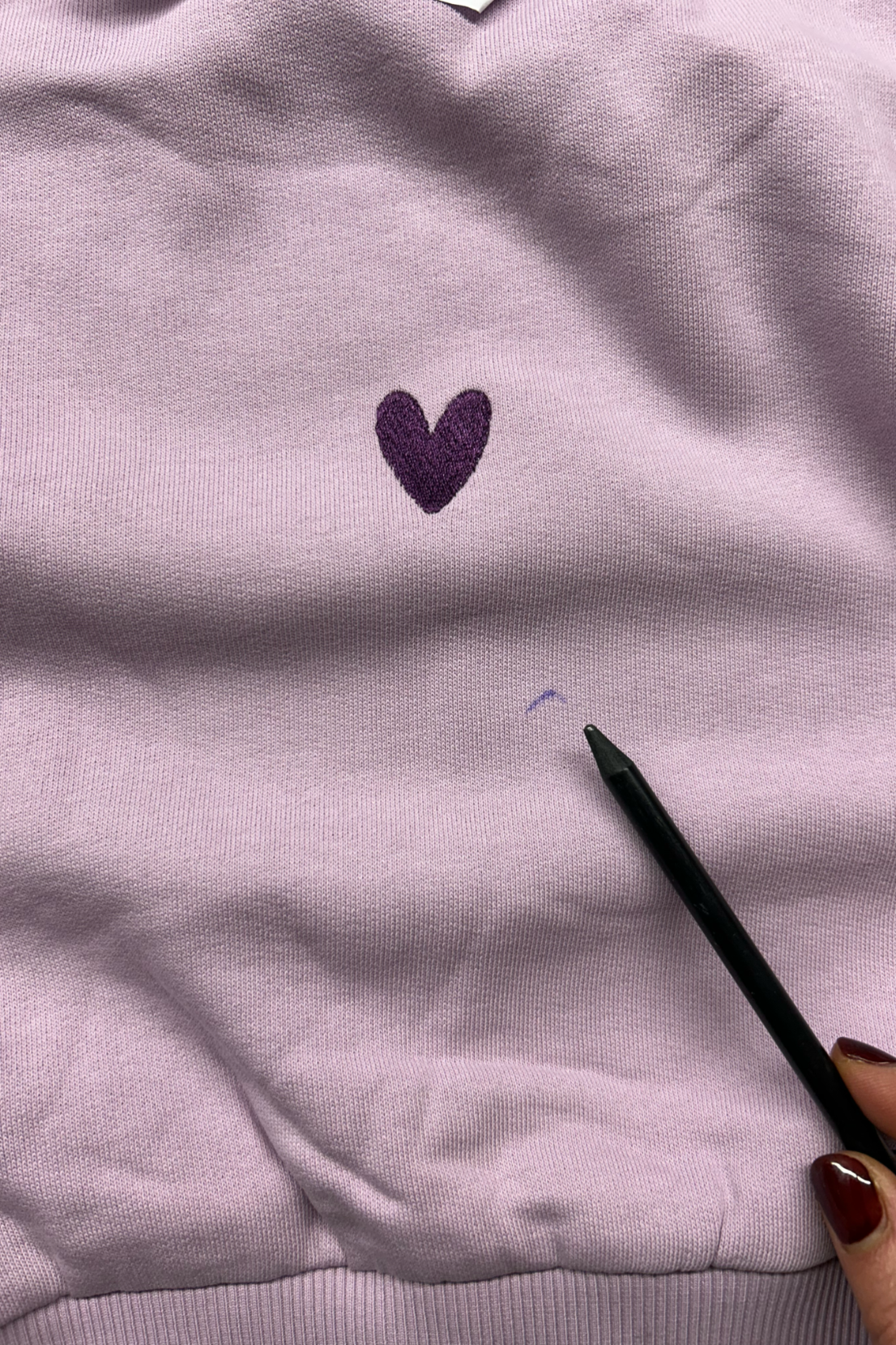 Sample: Heart Embroidered Sweatshirt - Lilac - Medium