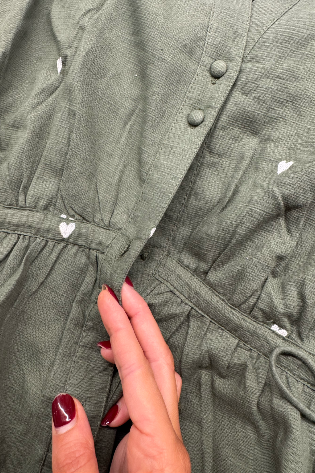 Sample: Pamela Heart Embroidered Dress - Large - Missing Button