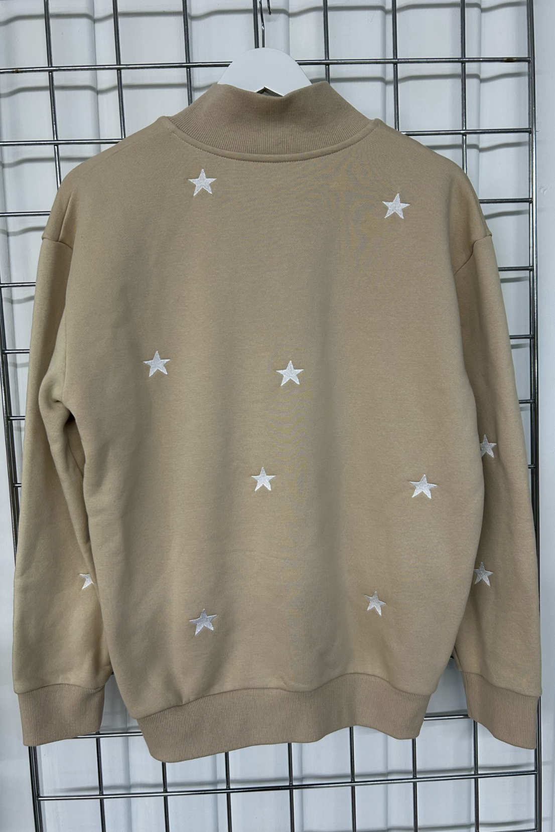 Sample: Star Embroidered Zip Sweatshirt - Oat - Small