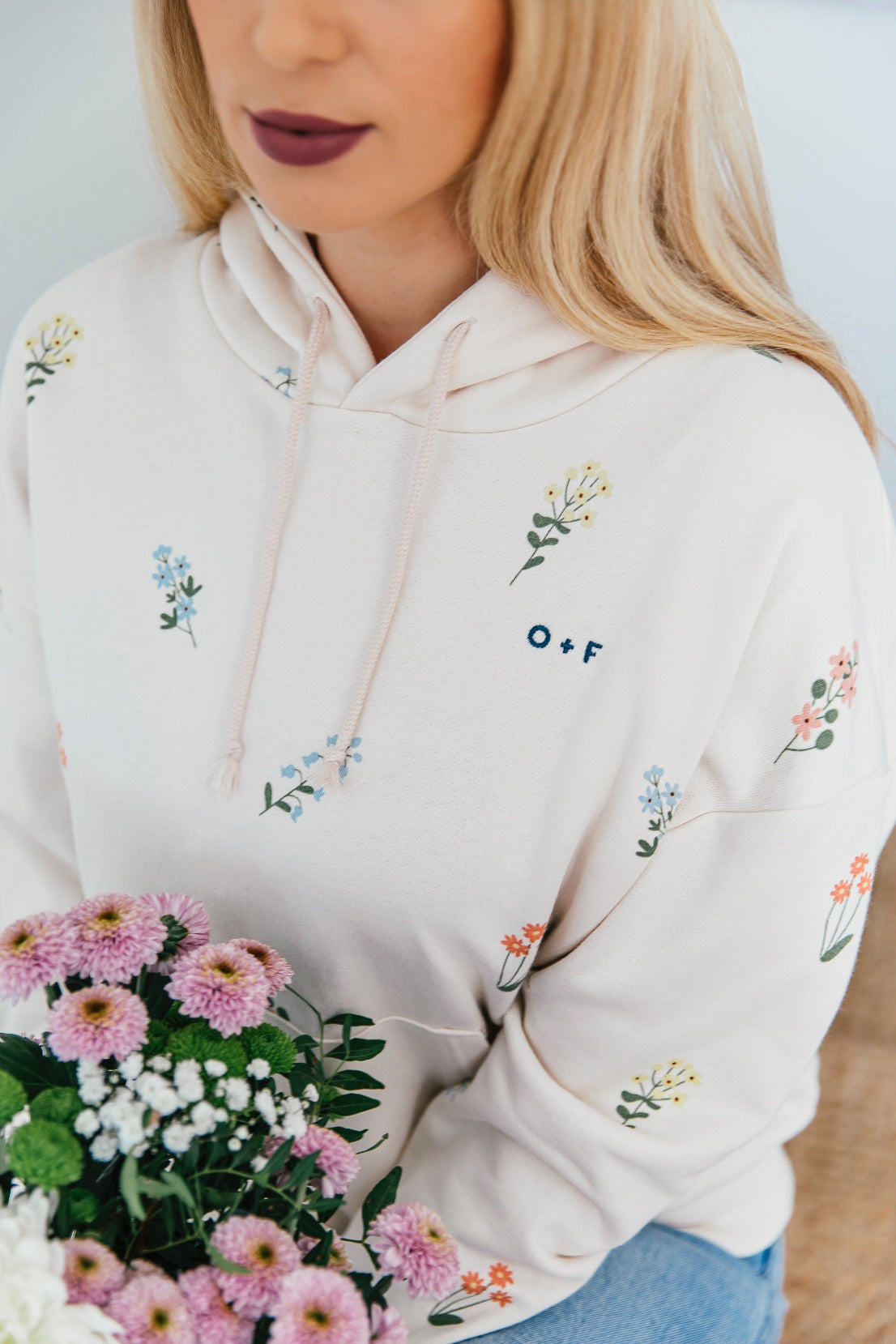 O&F Floral Print Oversized Hoodie