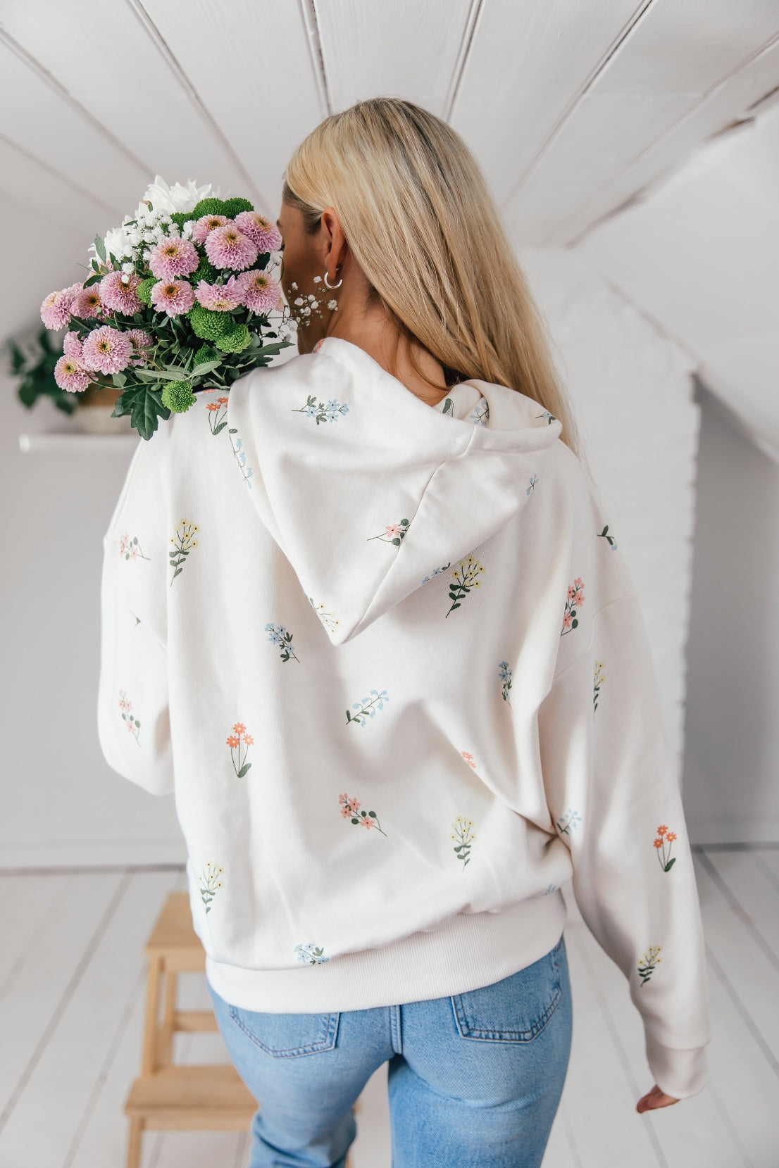 O&F Floral Print Oversized Hoodie