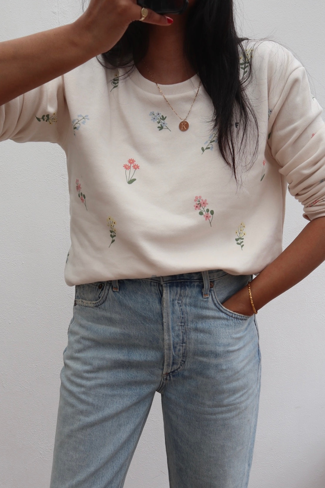 O&F Floral Print Sweatshirt