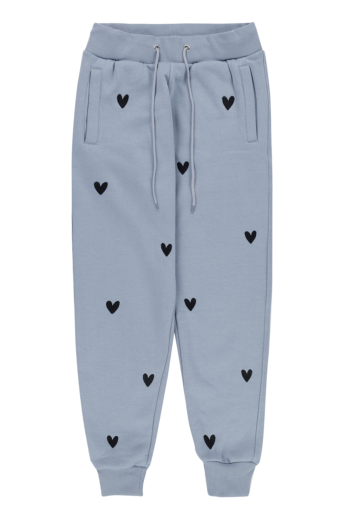 O&F Heart Embroidered Joggers - Blue/Grey