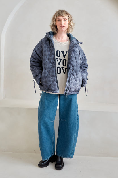 O&F Heart Check Puffer Coat