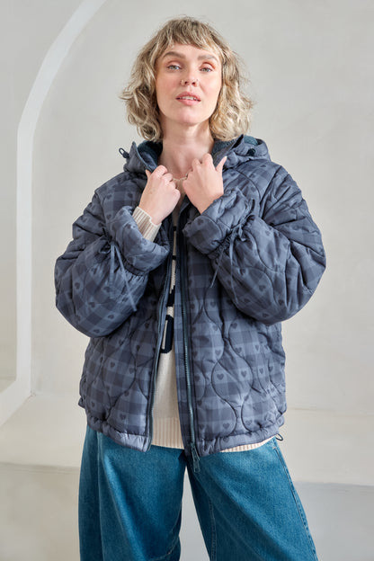 O&F Heart Check Puffer Coat