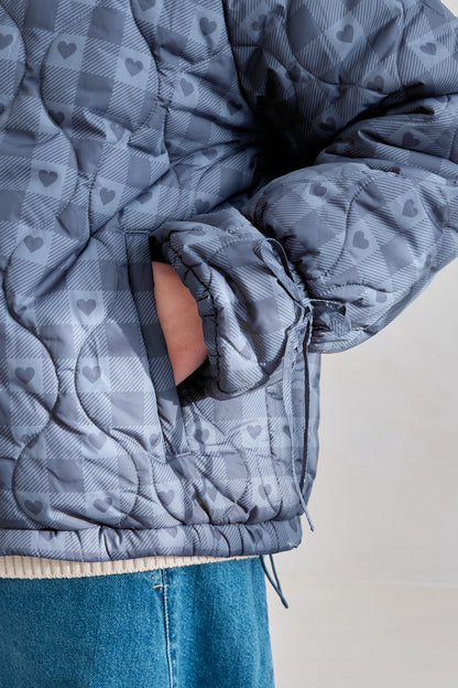 O&F Heart Check Puffer Coat