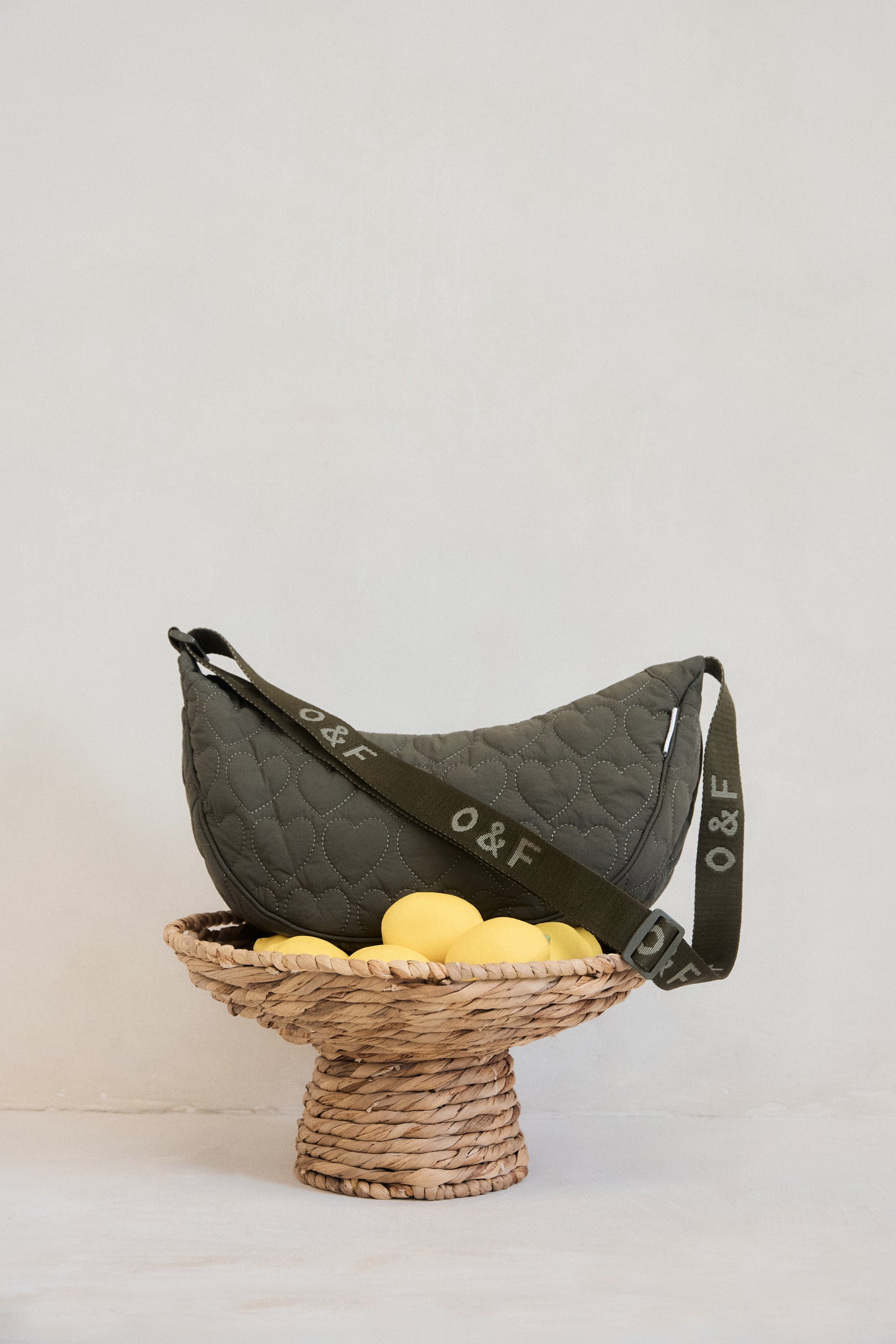 Heart Quilted Cross Body Bag - Khaki