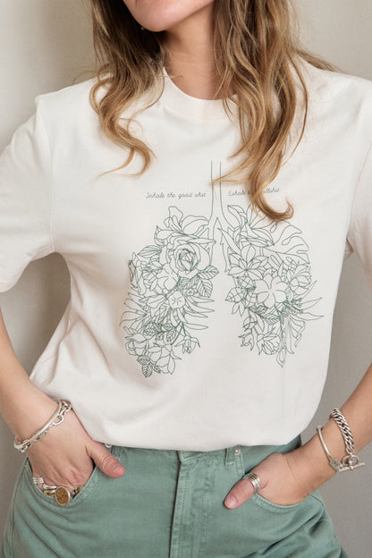 O&F Inhale Exhale Tee - Oat