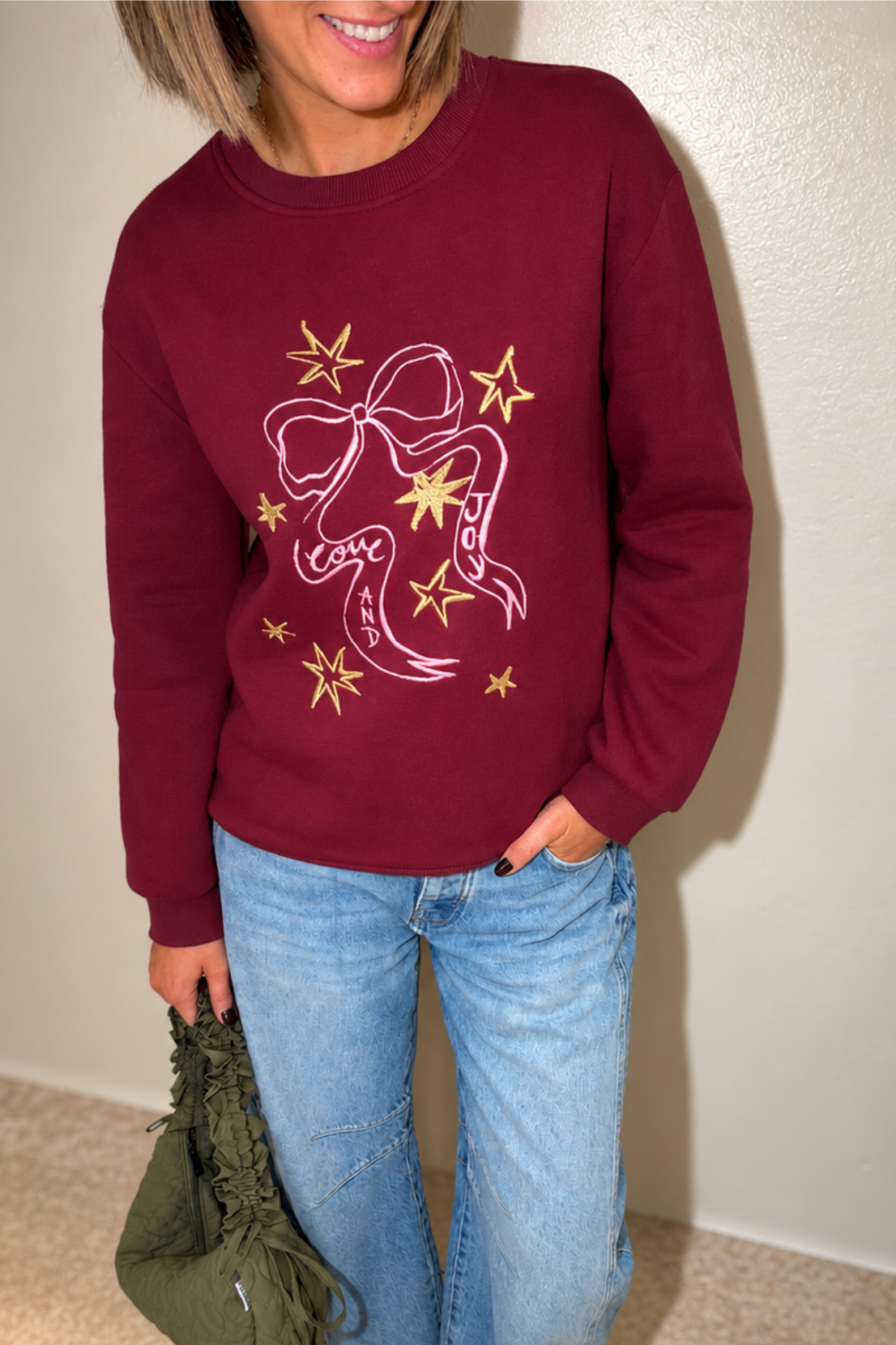 O&F Love and Joy Bow Sweatshirt