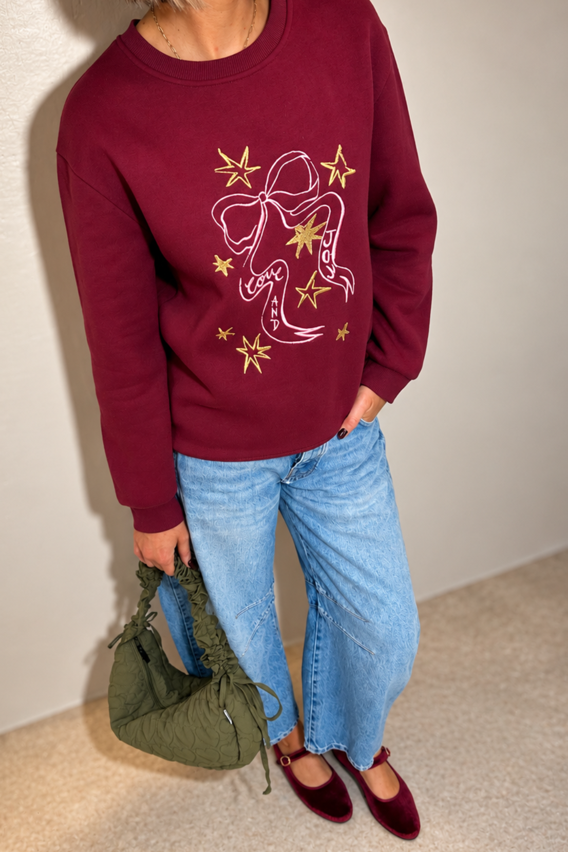 O&F Love and Joy Bow Sweatshirt