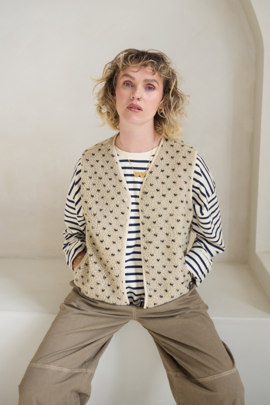 O&F Scout Polka Dot Borg Gilet