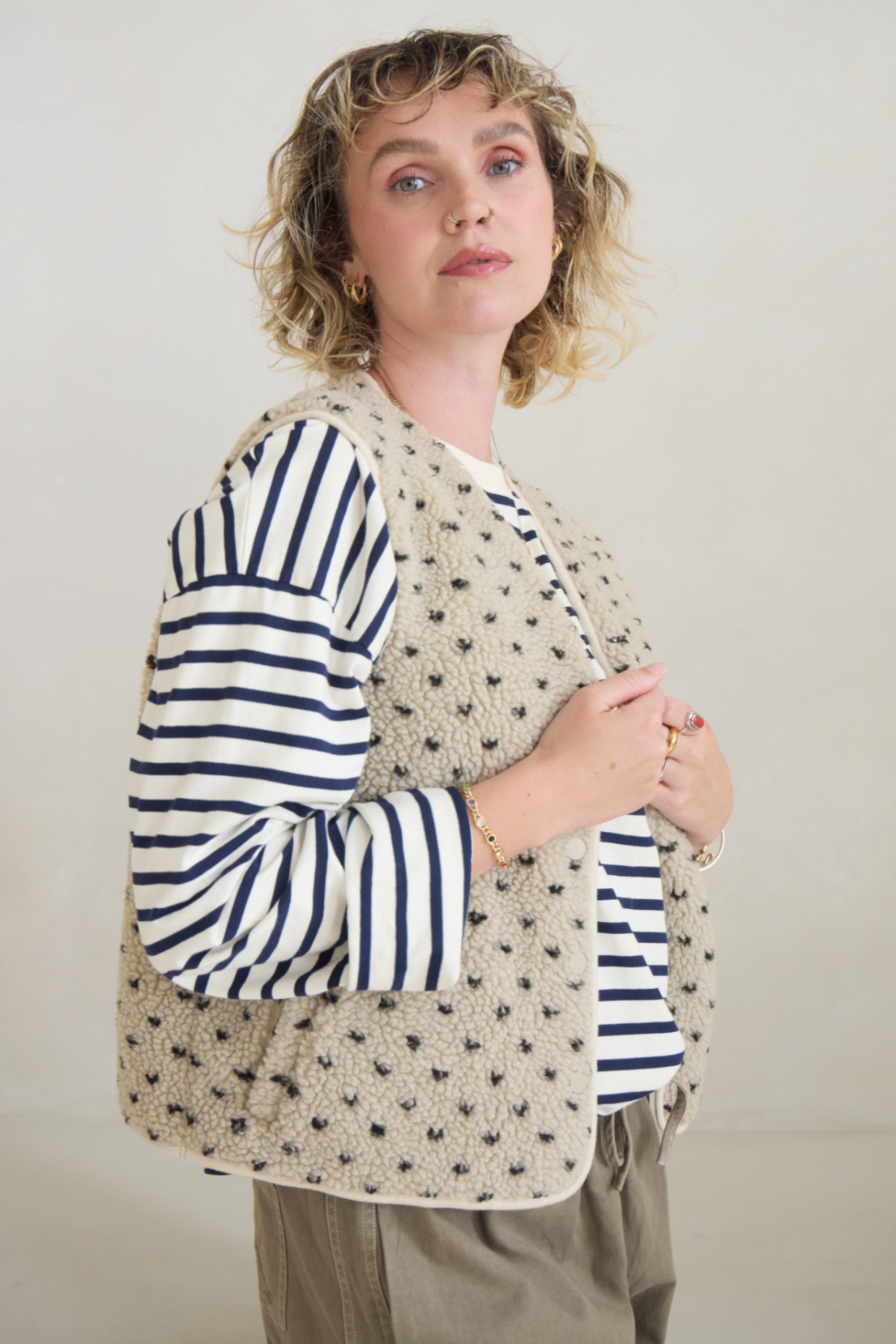 O&F Scout Polka Dot Borg Gilet