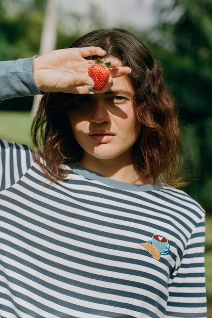 O&F Coffee and Croissant Long Sleeve Breton Tee