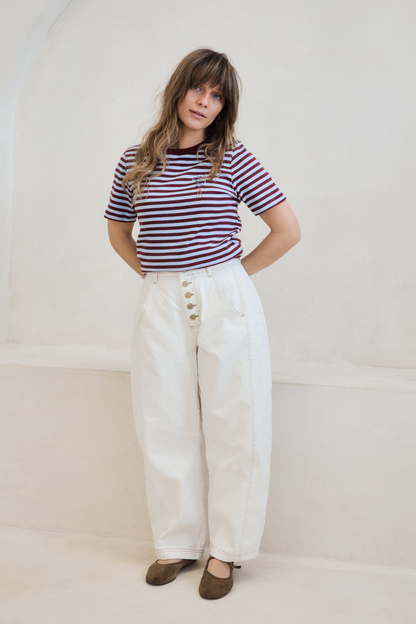O&F Cool To Be Kind Embroidered Short Sleeve Breton Tee