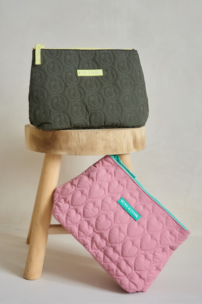 Smiley Quilted Cosmetic Bag